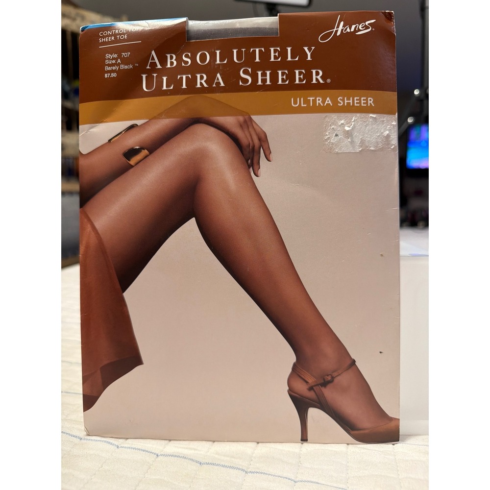 Hanes Absolutely Ultra Sheer Control Top Pantyhose Barely Black Size A 707